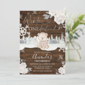 Hout Winter Beer Onederland Snowflake Birthday Kaart (Staand voorkant)
