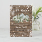 Hout Winter Herten Woodland Boy Baby shower Kaart (Staand voorkant)