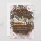 Hout Winterroze Snowflake Sleigh Baby shower Kaart (Voorkant)