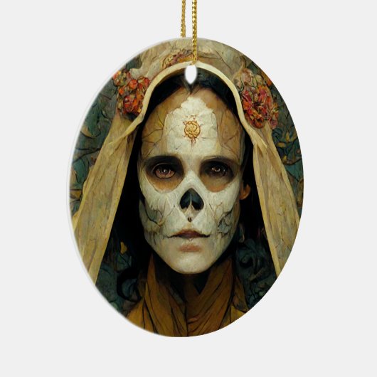 Hout Witch 1 Fantasy Keramisch Ornament (Rechts)