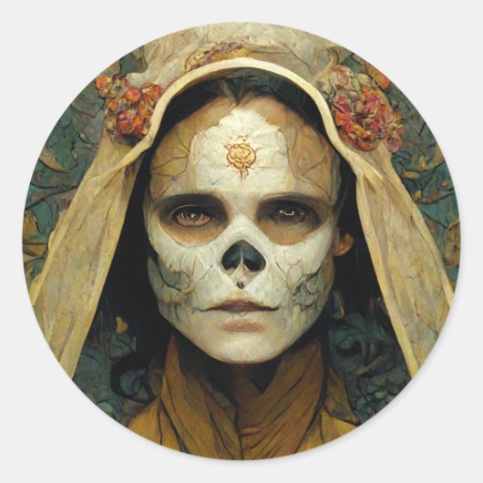 Hout Witch 1 Fantasy Ronde Sticker (Voorkant)