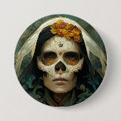 Hout Witch 2 Fantasy Ronde Button 7,6 Cm (Voorkant)