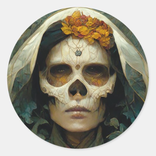 Hout Witch 2 Fantasy Ronde Sticker (Voorkant)