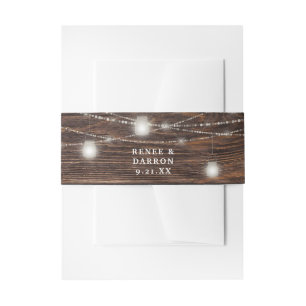 Hout & Witte Mason Jar String Lights Uitnodigingen Wikkel