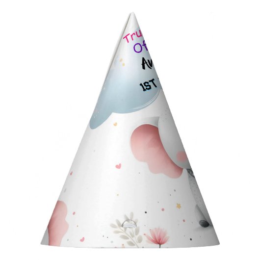 Hout Witte Olifant Verjaardag Eerste 1e Verjaardag Feesthoedjes (Links)