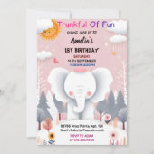 Hout Witte Olifant Verjaardag Eerste 1e Verjaardag Kaart (Voorkant)