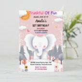 Hout Witte Olifant Verjaardag Eerste 1e Verjaardag Kaart (Staand voorkant)