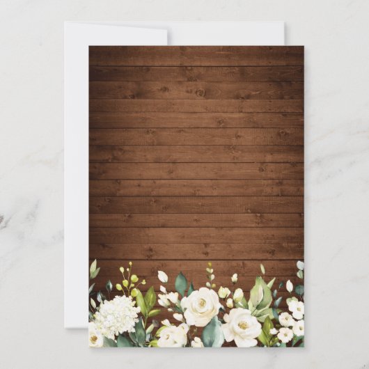 Hout Witte Rozen Bloemen Ik doe BBQ Verlovingsfees Kaart (Achterkant)