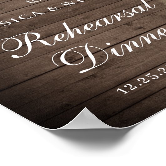 Hout & Witte Rozen  Bloemendans Oefenavond Bord Poster (Hoek)