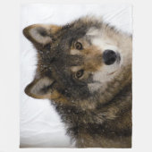 HOUT WOLF FLEECE DEKEN (Voorkant)