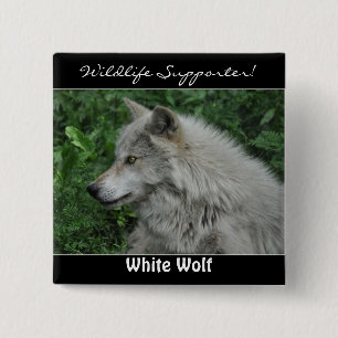 Hout Wolf Grijs Wolf Wild Animal Vierkante Button 5,1 Cm