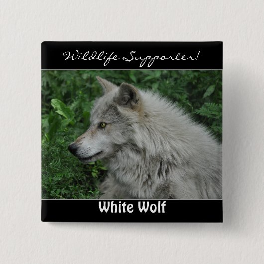 Hout Wolf Grijs Wolf Wild Animal Vierkante Button 5,1 Cm (Voorkant)