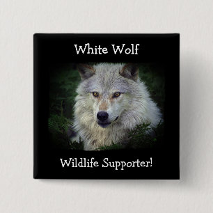 Hout Wolf Grijs Wolf Wild Animal Vierkante Button 5,1 Cm