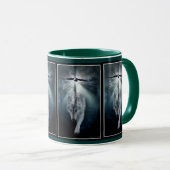 Hout Wolf & Kale Eagle Wildlife Art Mok (Voorkant rechts)