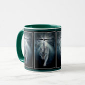 Hout Wolf & Kale Eagle Wildlife Art Mok (Voorkant links)