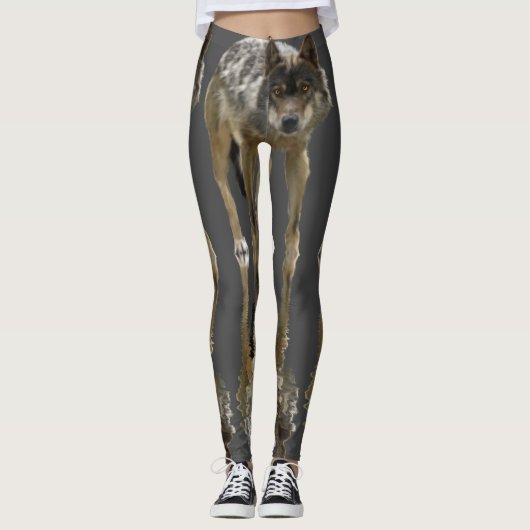 Hout Wolf Wildlife ontwerp Leggings (Voorkant)
