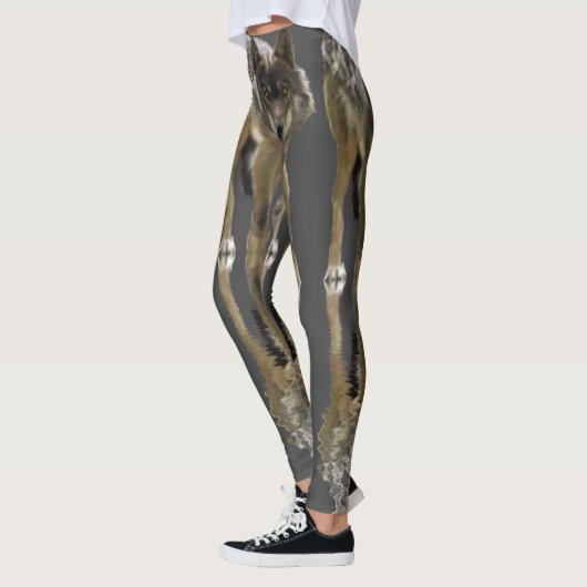 Hout Wolf Wildlife ontwerp Leggings (Links)
