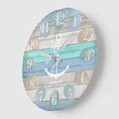 Hout - Zee glas / Nautisch / Anker grote klok (Hoek)