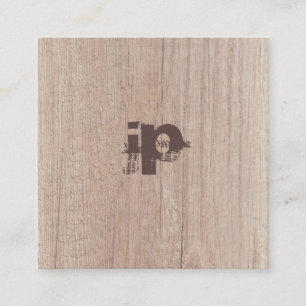 Hout ziet er uit in een tekstmonogram voor leesbar vierkante visitekaartje