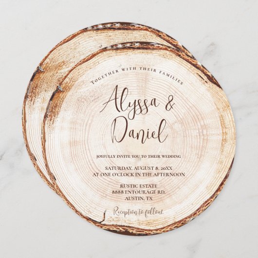 Hout zonder korrel Aangepaste uitnodiging Rustic W (Voorkant / Achterkant)