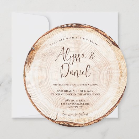 Hout zonder korrel Aangepaste uitnodiging Rustic W (Voorkant)