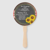 Hout Zonnebloem Krijt Trouwprogramma Hand Fan Handwaaier (Achterkant)