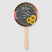 Hout Zonnebloem Krijt Trouwprogramma Hand Fan Handwaaier (Voorkant)