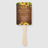 Hout Zonnebloem Rustiek Groen Bruiloft Programma Handwaaier (Voorkant)