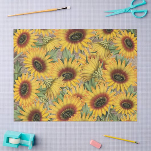 Hout Zonnebloemen Tissuepapier (Craft)