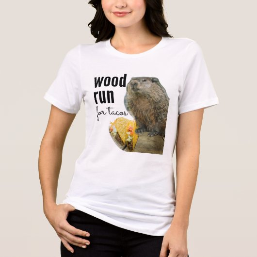 Hout (Zou) Rennen voor Tacos (met een Woodchuck) Tri-Blend Shirt (Voorkant)
