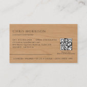 Houtaannemer Bouw QR-code Zwart Goud Visitekaartje (Achterkant)