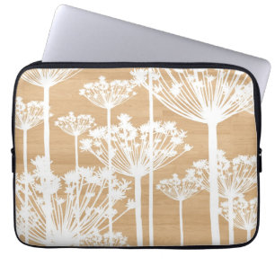 Houtachtergrond wenst bloemen korrelig bloempatroo laptop sleeve