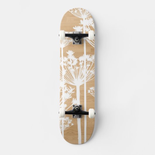 Houtachtergrond wenst bloemen korrelig bloempatroo persoonlijk skateboard (Voorkant)