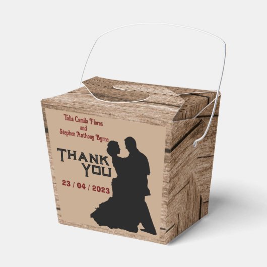 Houtachtige bruiloft bedankdoosjes (Voorkant Zijde)