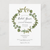 Houtachtige Eucalyptus Groene Bruidsdouche Uitnodi Aankondigingskaart (Voorkant)