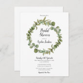 Houtachtige Eucalyptus Groene Bruidsdouche Uitnodi Aankondigingskaart (Voorkant / Achterkant)