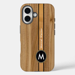 Houtachtige rustieke look elegant bruin iPhone 16 hoesje