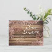 Houtachtige Rustieke Roos Kant Trouw Save The Date (Staand voorkant)