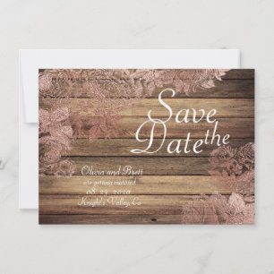 Houtachtige Rustieke Roos Kant Trouw Save The Date
