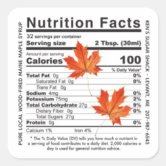Houtachtige staatsnaam Maple Syrup Nutripfeiten Vierkante Sticker