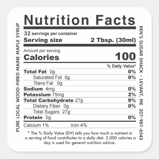 Houtachtige staatsnaam Maple Syrup Nutripfeiten Vierkante Sticker (Voorkant)