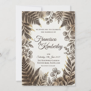 Houtachtige varen botanische trouwuitnodiging kaart