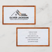 Houtafwerking | Spackle | Metaal logo voor vastgoe Visitekaartje (Voorkant / Achterkant)