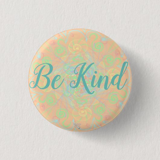 Houtbadges - 'Wees aardig', Folk-Art/Mental Health Ronde Button 3,2 Cm (Voorkant)