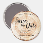 Houtbark Disc Rustic Wedding Save the Date Magneet (Voorkant / Achterkant)
