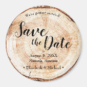 Houtbark Disc Rustic Wedding Save the Date Magneet (Voorkant)