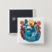 Houtbeest Vierkante Button 5,1 Cm (Voorkant /achterkant)