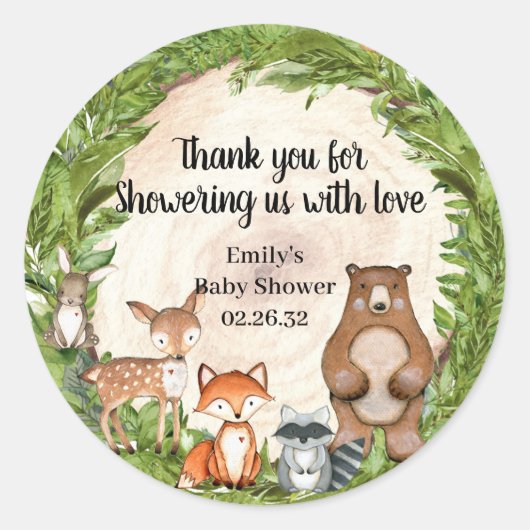Houtbeesten houten boomgloogslice greenery baby ronde sticker (Voorkant)