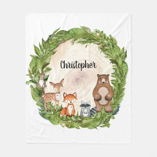 Houtbeesten houten slice-rooster fleece deken (Voorkant)