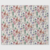 Houtbeesten Noordse skislijfbonnen Cadeaupapier (Vlak)